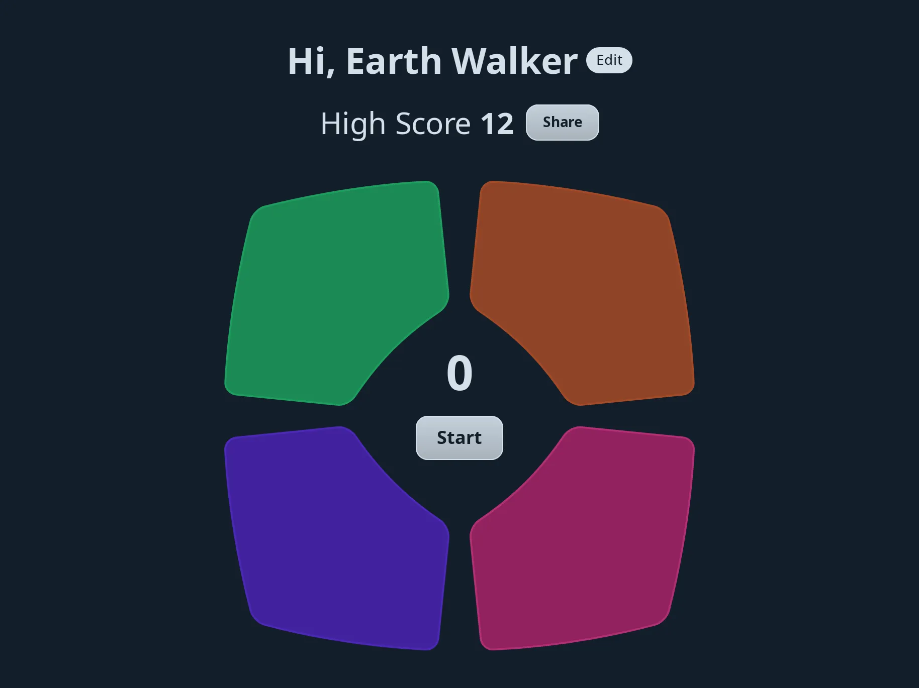 Screenshot of a game showing colored tiles and dispplaying the user's high score.